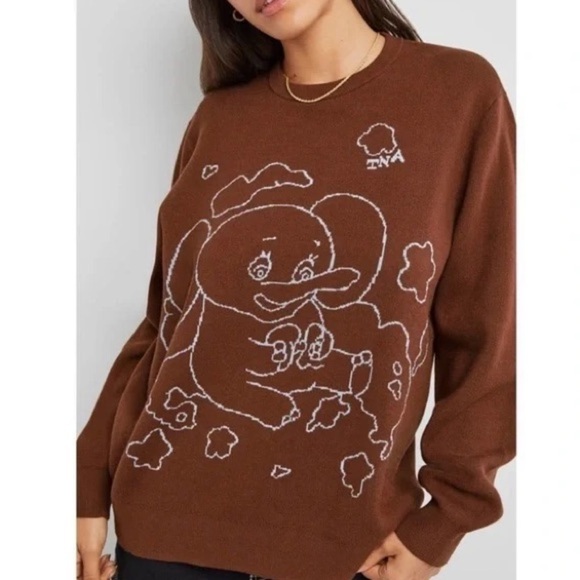 Aritzia Sweater Women’s Small TNA Brown Century Elephant Sweater - Picture 1 of 8